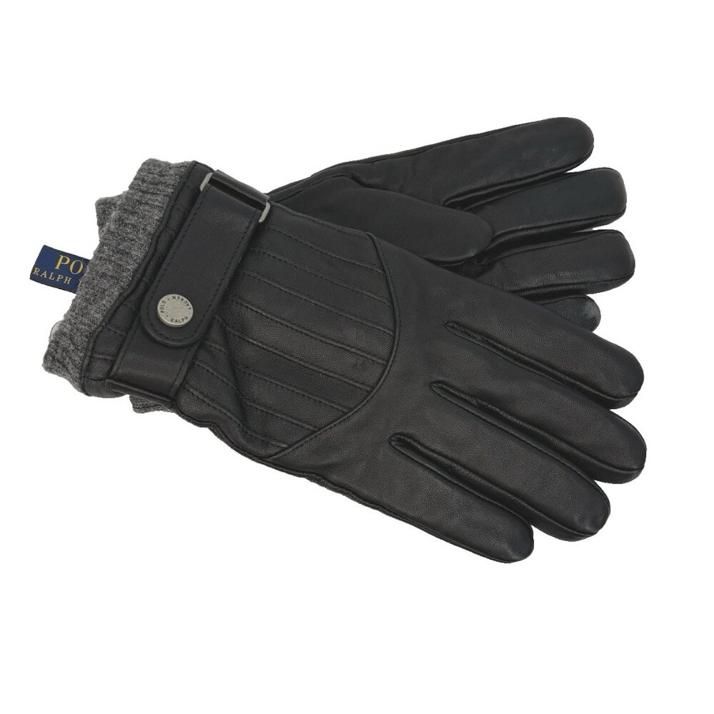 Polo Ralph Lauren Men’s Black Lambs Leather Wool Lined Winter Gloves Sz L NWOT
